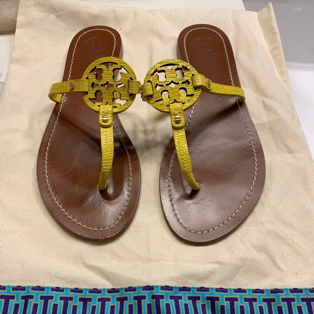 Tory Burch yellow mini-Miller flip flops